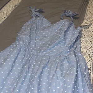 Shabby Chic Blue and White Polka Dot Maxi Dress